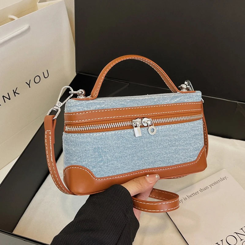 Crossbody denim purse with adjustable strap