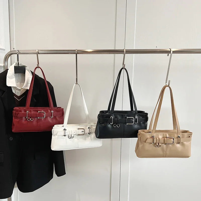 Soft-touch leather shoulder bag