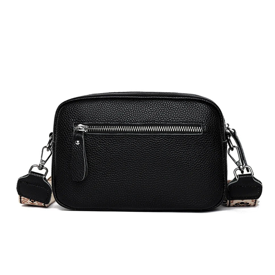 Textured leather crossbody bag