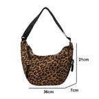 Leopard print corduroy crossbody handbag