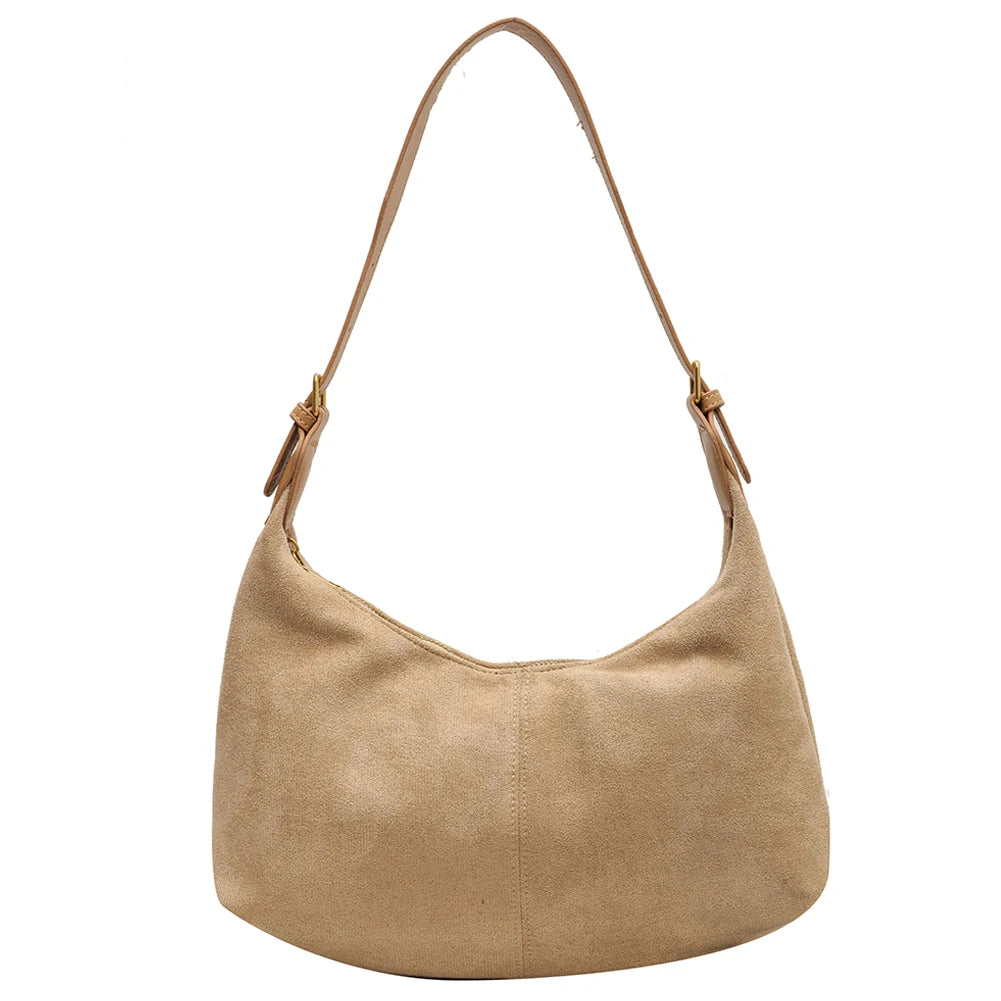 Vintage suede hobo shoulder handbag