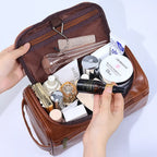 Large leather toiletry pouch