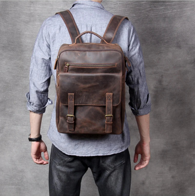 Leather hiking rucksack