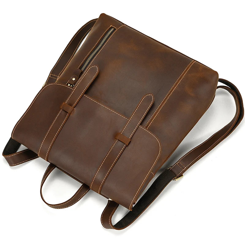 Structured leather rucksack backpack