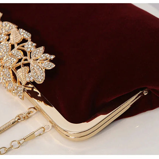 Corduroy clutch bag with decorative closure
