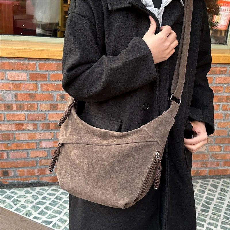 Slouchy suede shoulder bag