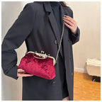 Corduroy evening clutch bag with wrist strap
