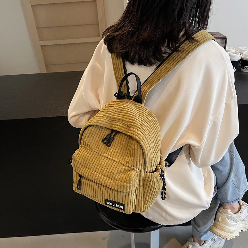 Small corduroy backpack