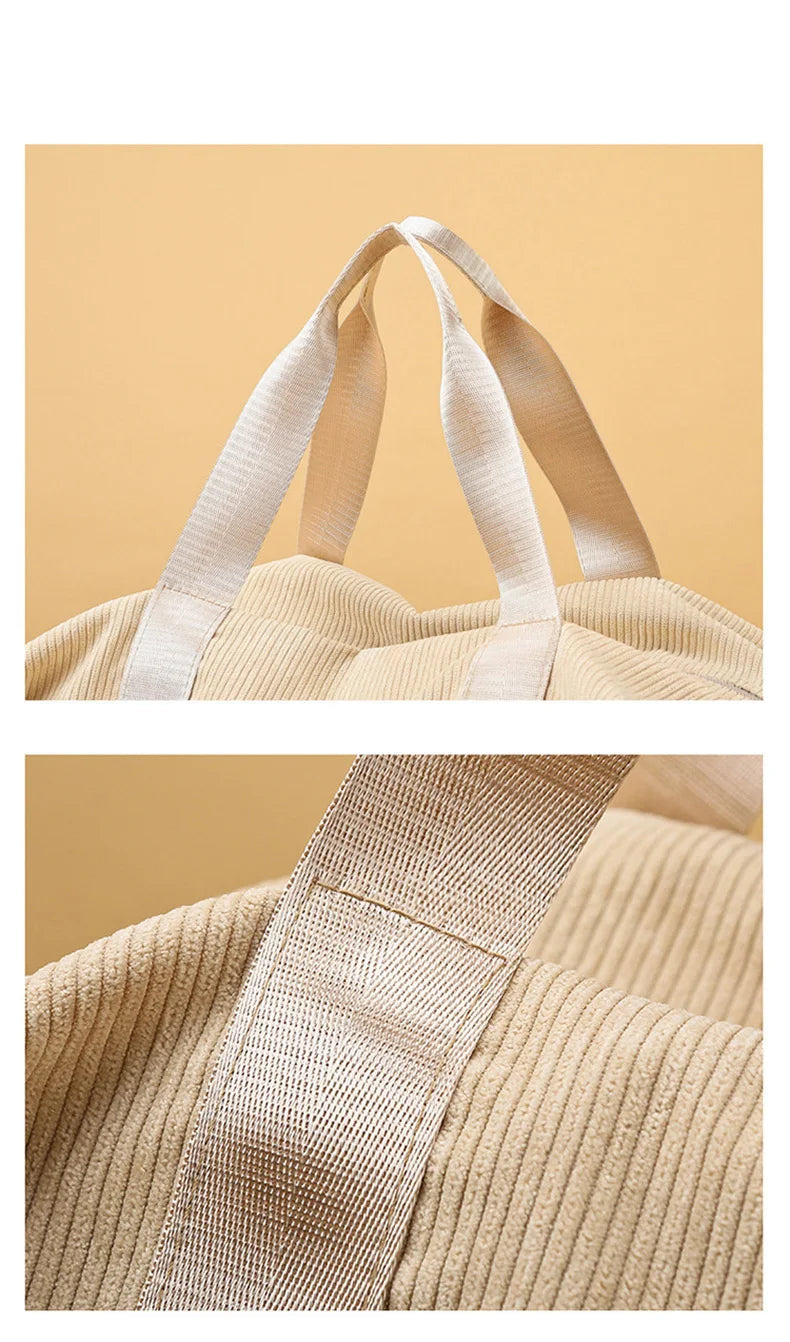 Corduroy sports gym bag with shoe pocket