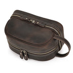 Leather cosmetic and toiletry bag