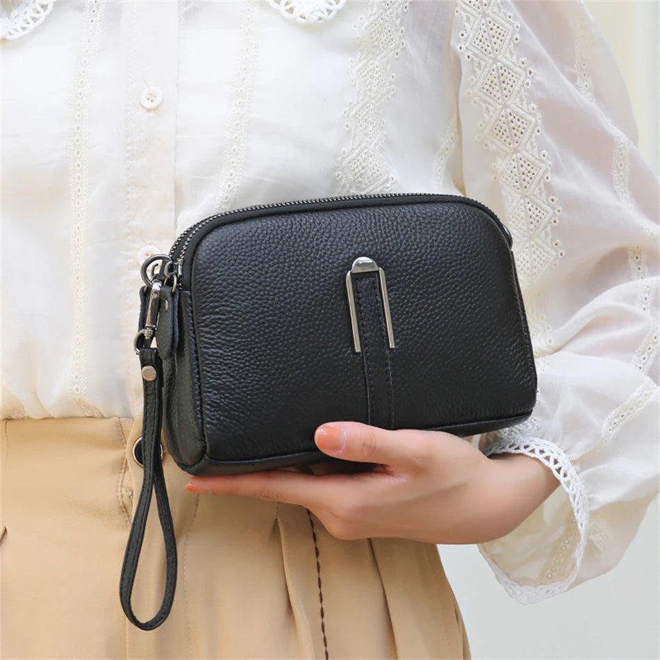 Lightweight leather sling bag