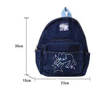Cat-embroidered denim backpack