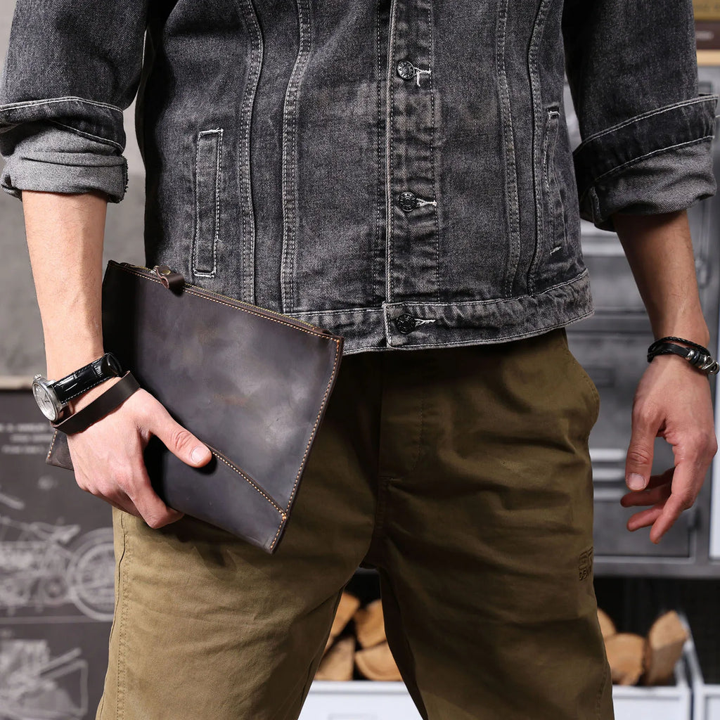 Retro leather clutch