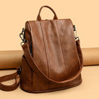 Soft leather travel backpack