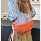 Corduroy handbag with adjustable shoulder strap