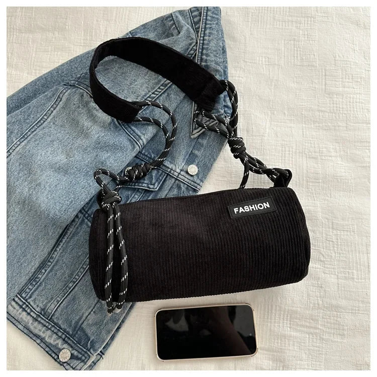 Corduroy handbag with slim strap