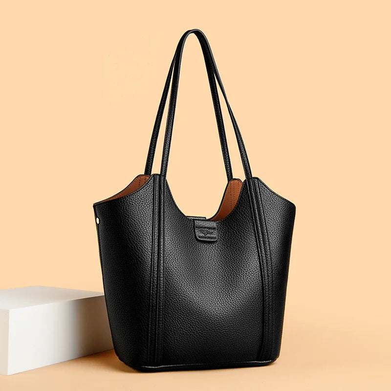 Elegant soft leather tote bag