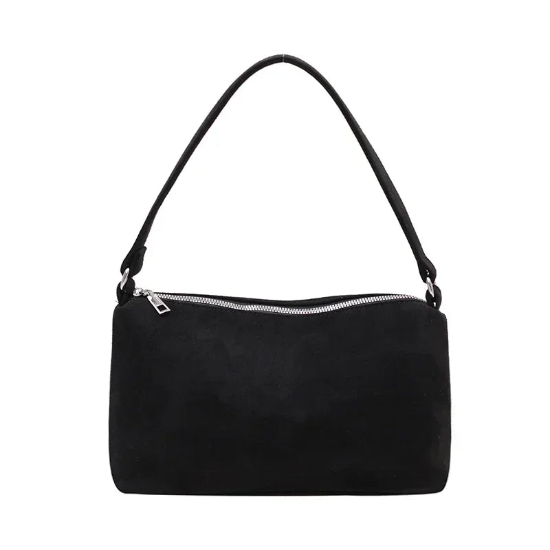 Structured suede shoulder bag