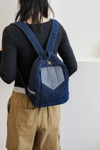 Embroidered women's denim backpack