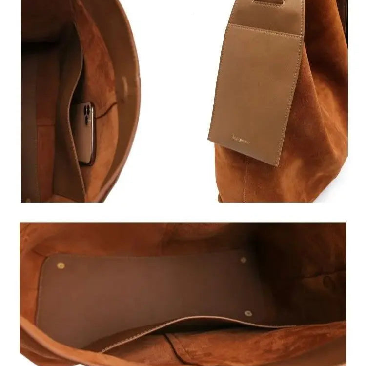 Large suede slouch bag