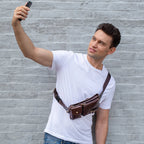 Dual-pocket leather fanny pack