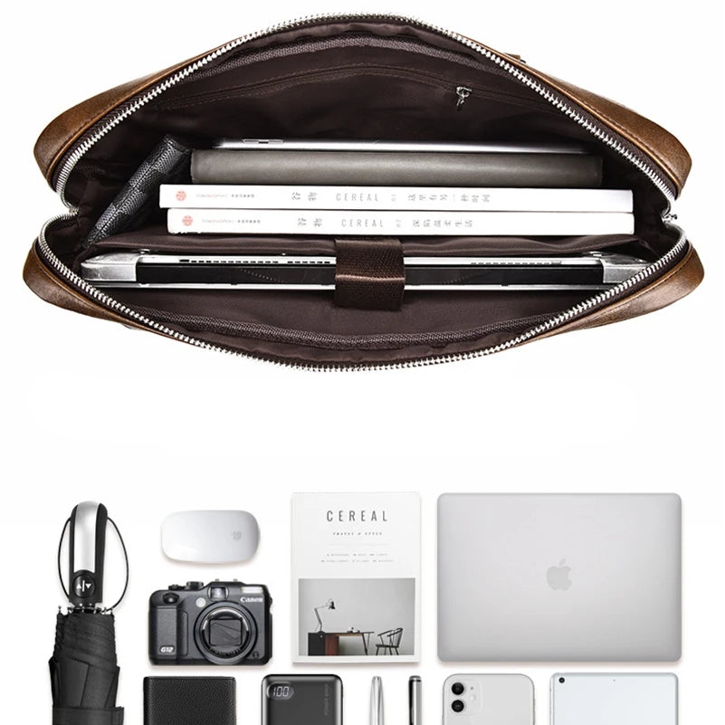 Classic leather briefcase for men