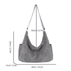 Versatile corduroy handbag with shoulder strap