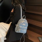 Women's small denim backpack