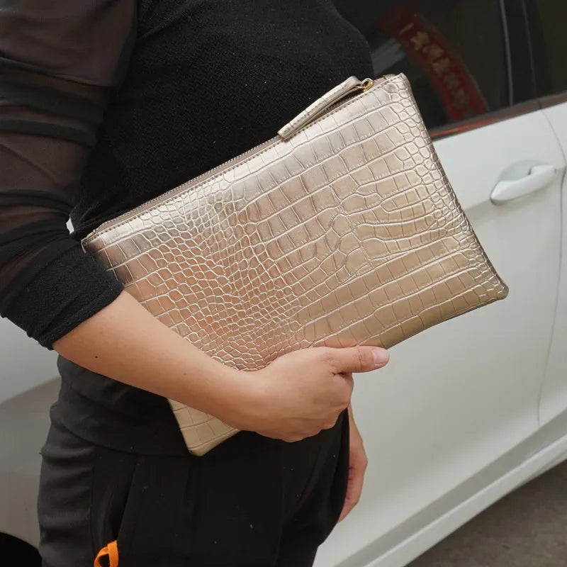 Textured leather clutch