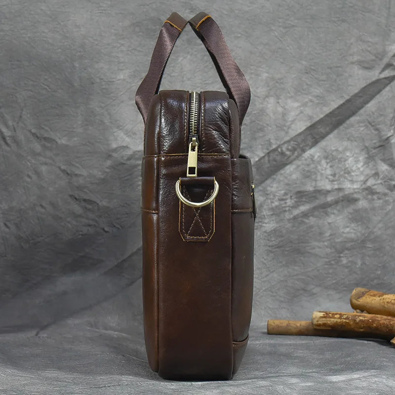 Structured leather laptop case