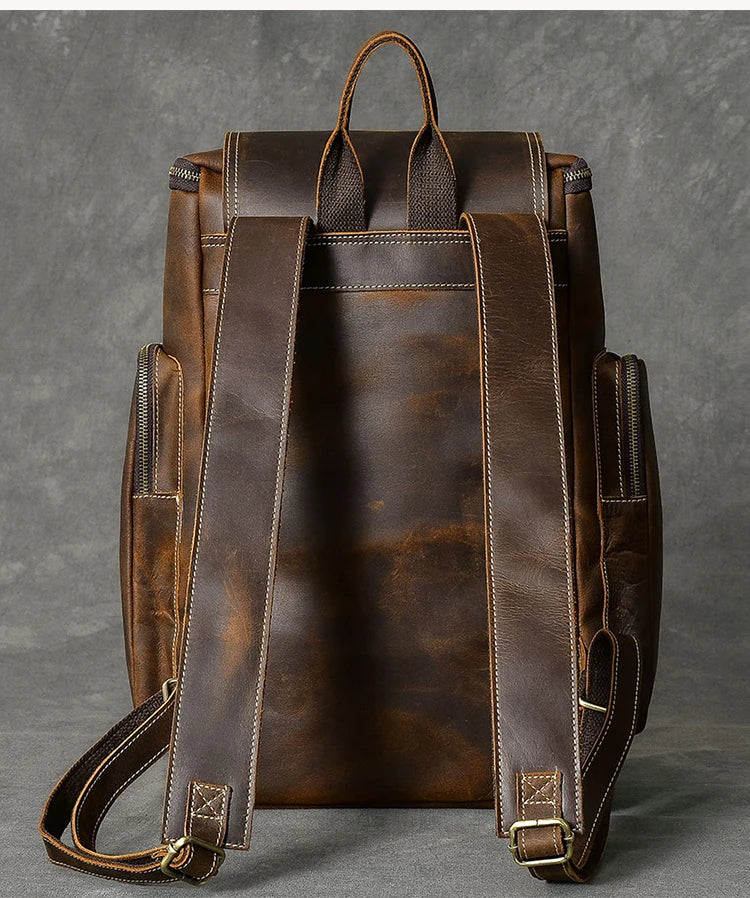 Vintage leather rucksack backpack for men