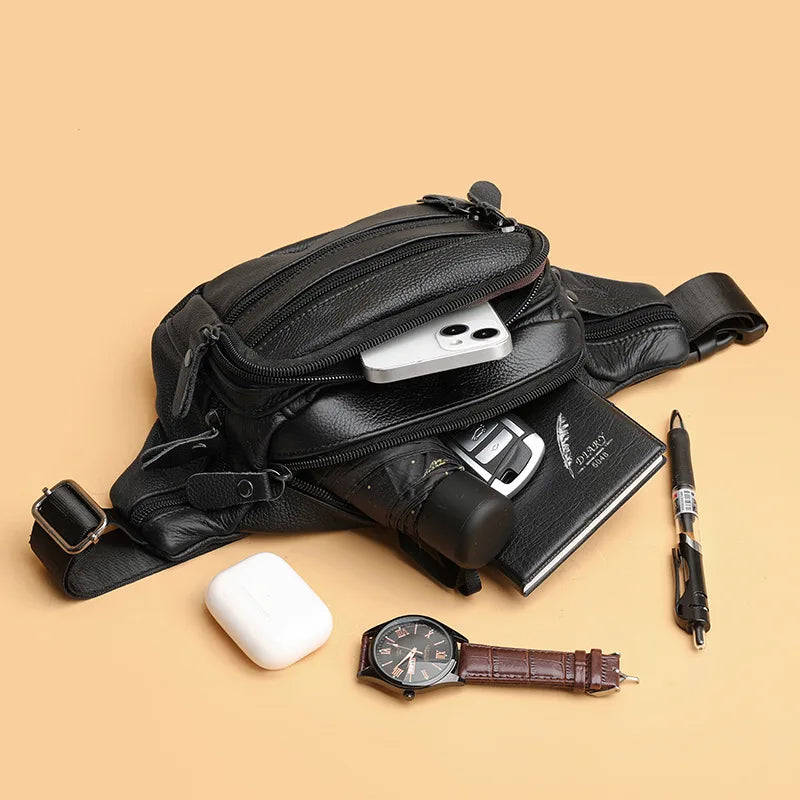 Smooth leather belt pouch