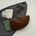 Large suede shoulder purse