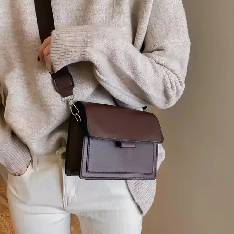 Retro leather crossbody bag for women