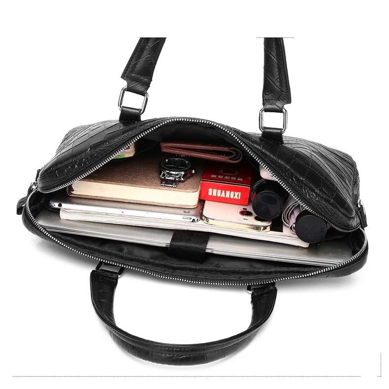 Women's leather laptop tote bag