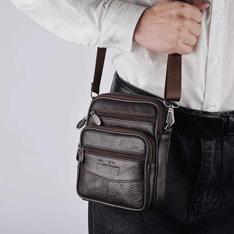 Structured leather crossbody bag
