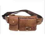 Dual-pocket leather fanny pack