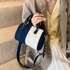 Retro large strap denim shoulder handbag