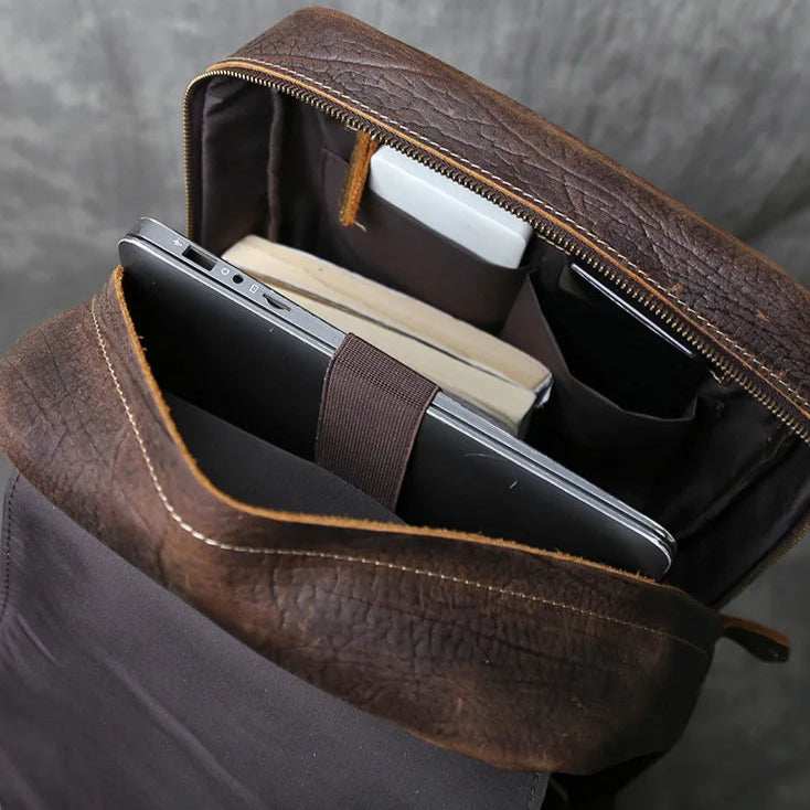 Sleek leather rucksack backpack