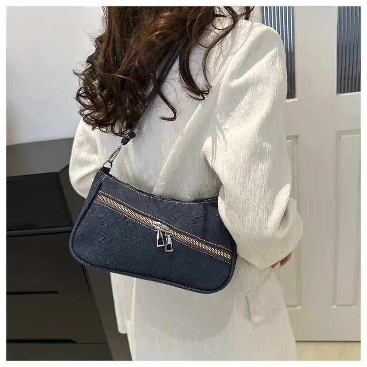 Denim evening clutch bag