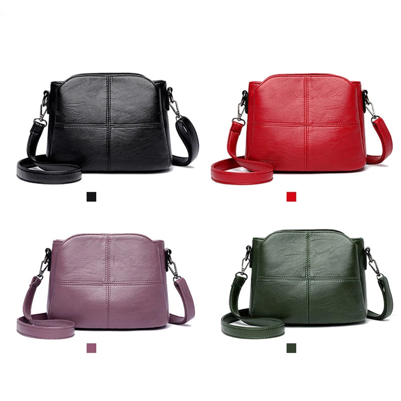 Square leather shoulder purse