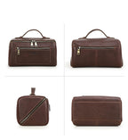 Leather travel toiletry bag