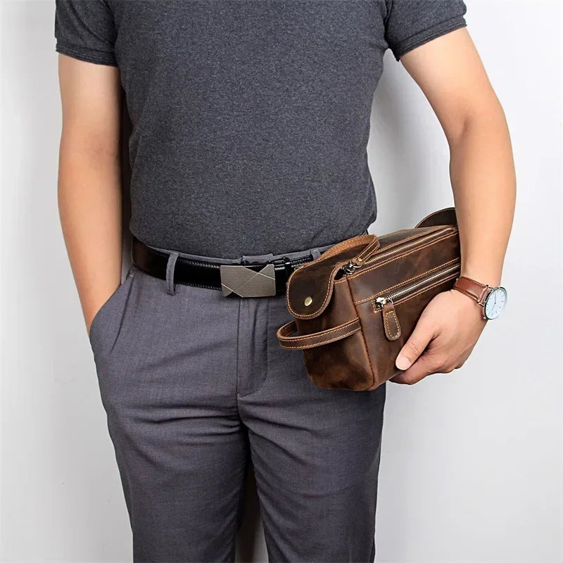 Zippered leather dopp kit