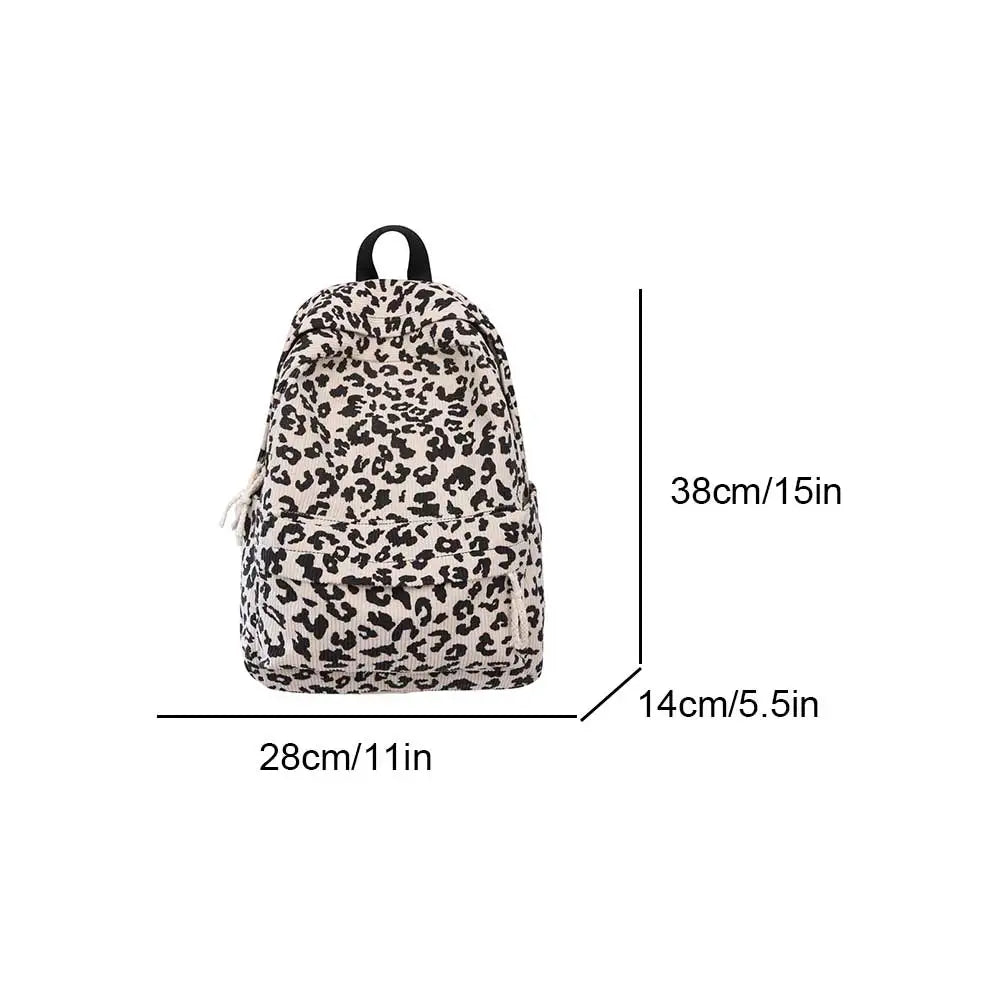 Leopard corduroy backpack