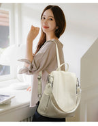 Soft leather travel backpack