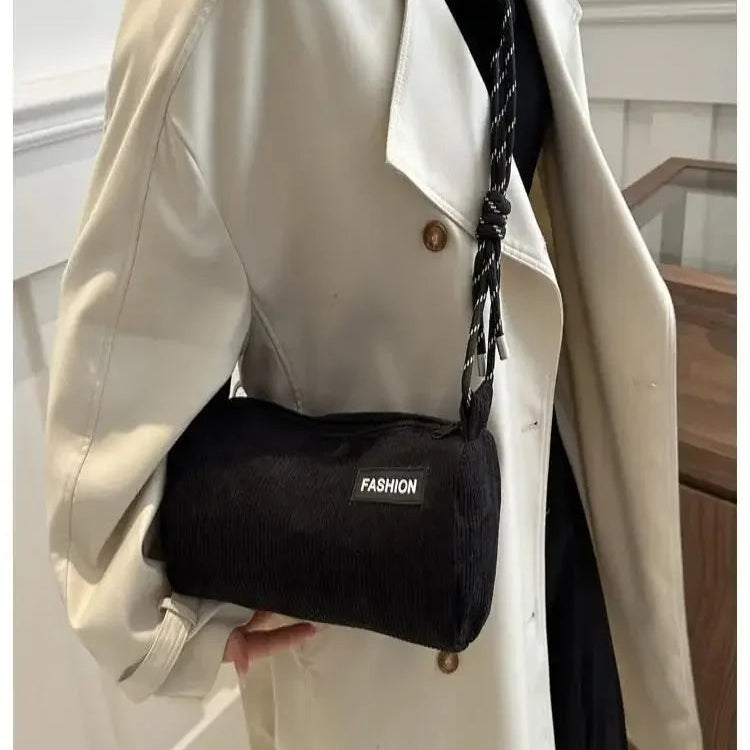 Corduroy handbag with slim strap