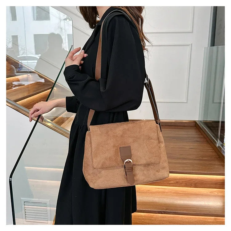 Casual suede sling handbag