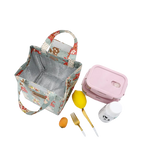 Pink insulated lunch tote bag
