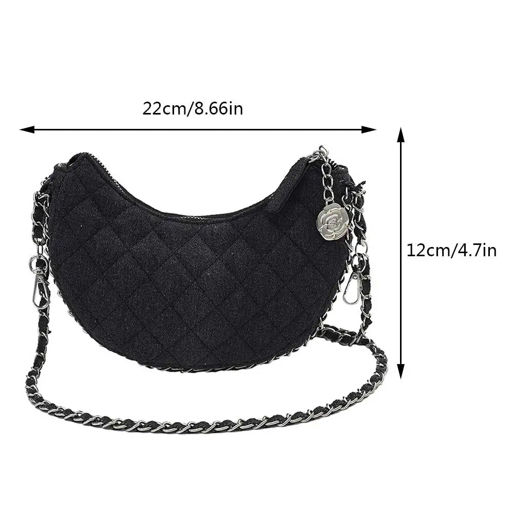 Quilted denim handbag