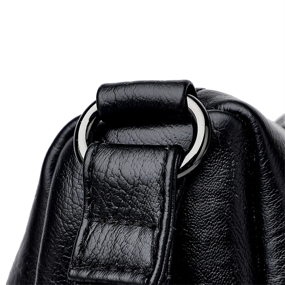 Leather shoulder bag with adjustable strap